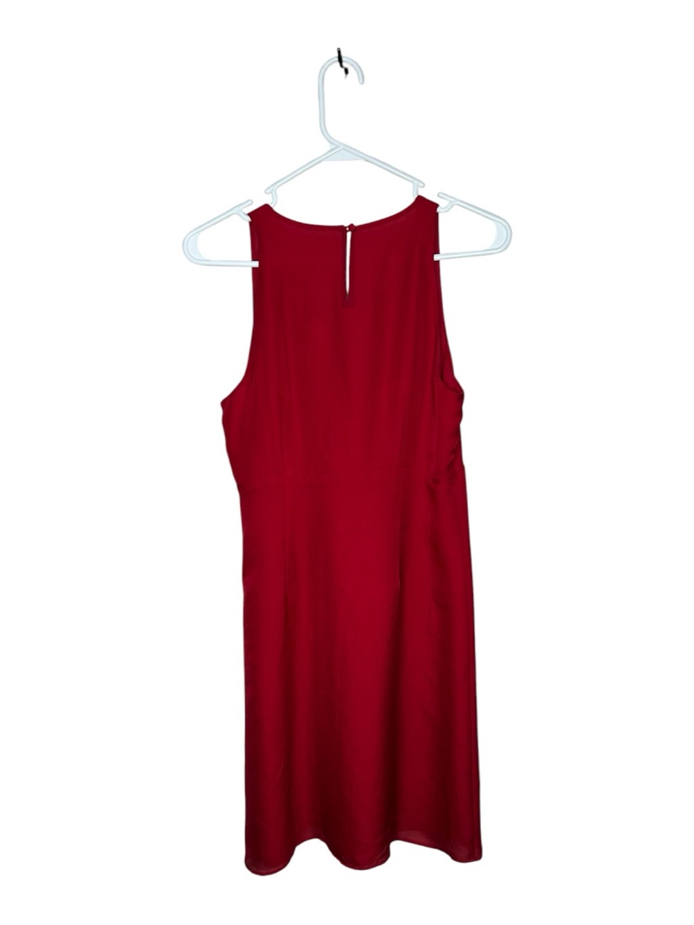 Ann Taylor Loft V-Neck Burgundy Sleeveless Dress with Rosettes size 4P red - Picture 5 of 8
